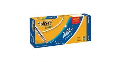 Bolígrafo BIC Cristal Dura+ Punto Mediano 1.0mm Color Azul C/12 Pzas