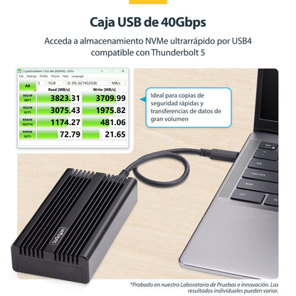 StarTech.com 1USB4-NVME-ENCLOSURE caja para disco duro externo Carcasa para SSD Negro
