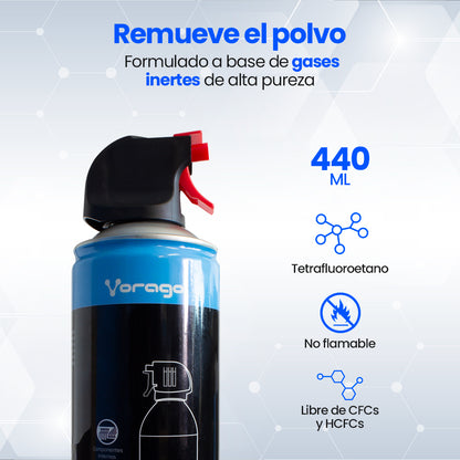 Aire Comprimido Vorago CLN-100 Removedor de Polvo No Flamable 440ml