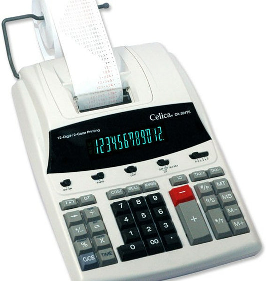 Calculadora Sumadora Celica 12 Dígitos 2 Tintas 4.3 Líneas P/Seg