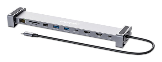 Docking USB-C Manhattan 10 ptos con MST 2xHDMI 3xUSB-A USB-C USB-C PD RJ45 SD-micro SD