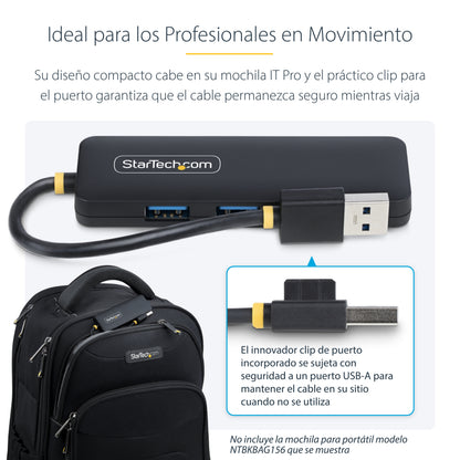 StarTech.com H5A4A-USB-HUB nodo concentrador USB 3.2 Gen 1 (3.1 Gen 1) Type-A 5000 Mbit/s Negro