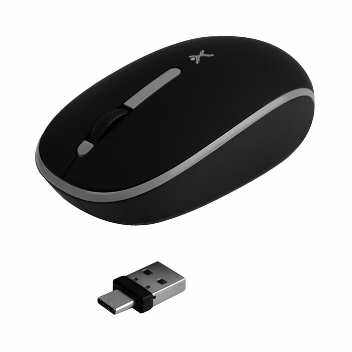 Mouse Inalámbrico Perfect Choice Whisper 2.4 GHz Conector Dual USB C/A Alcance 10m Color Negro