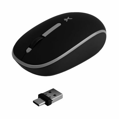 Mouse Inalámbrico Perfect Choice Whisper 2.4 GHz Conector Dual USB C/A Alcance 10m Color Negro