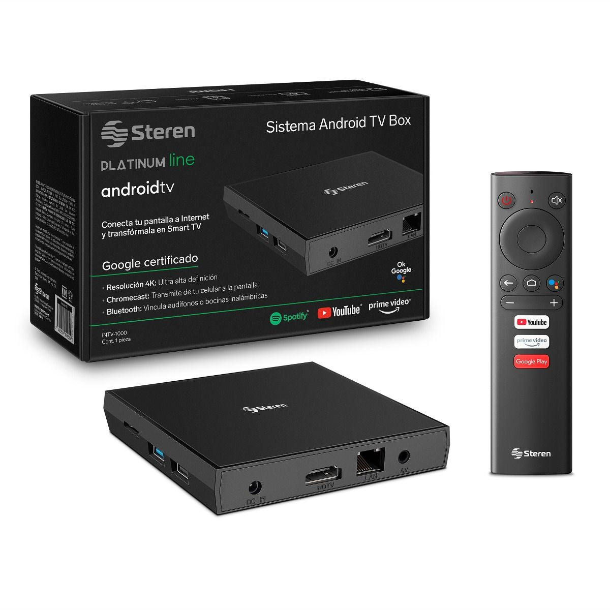 Sistema Android TV Box Steren Google Chrome Cast Color Negro