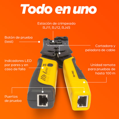 Pinza Intellinet Crimpeadora Universal para Plugs Modulares y Probador de Cables