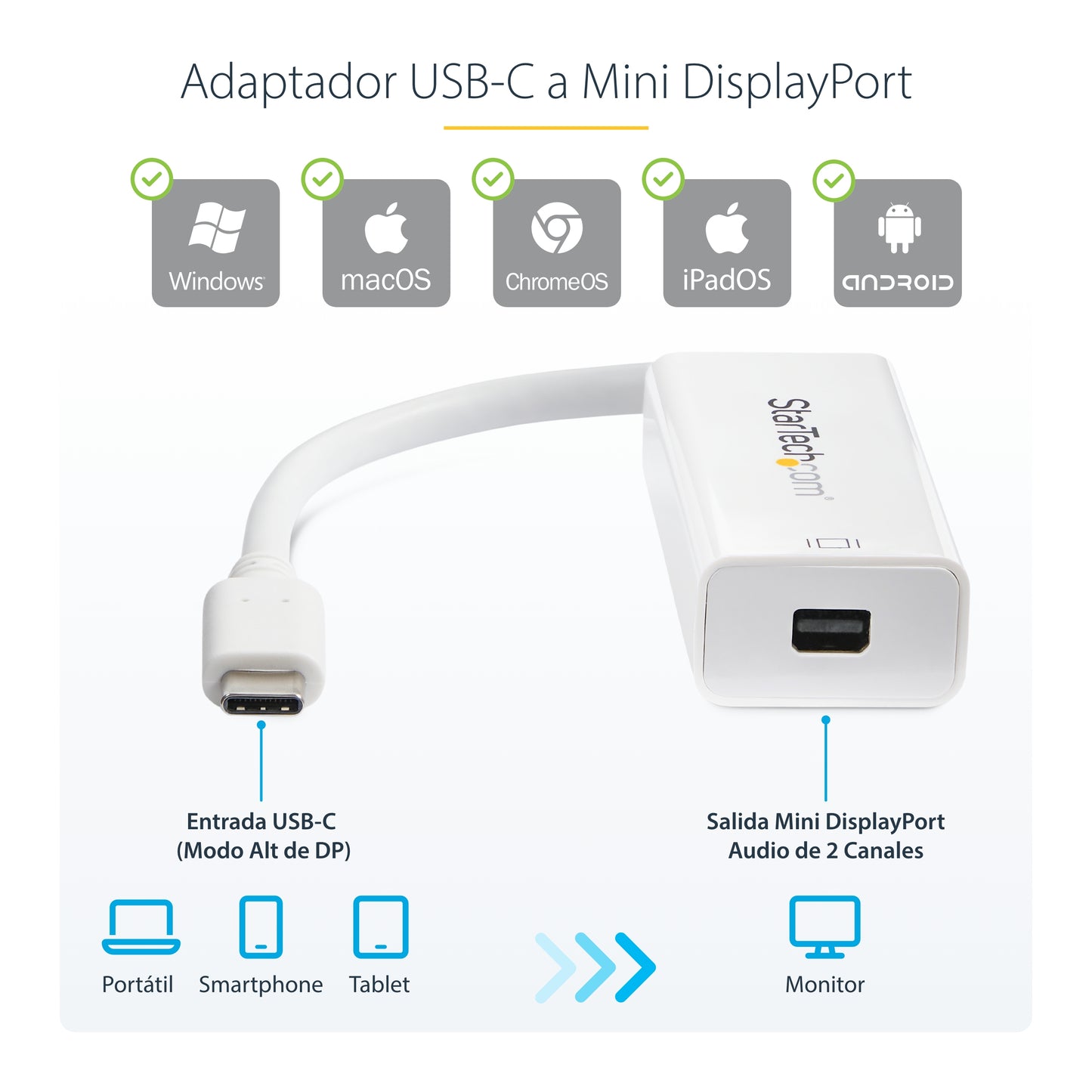 StarTech.com CDP2MDP adaptador gráfico USB 3840 x 2160 Pixeles