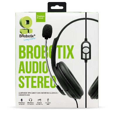 BRobotix 263953 audífono y auriculare Auriculares Alámbrico Diadema Llamadas/Música USB tipo A Negro, Plata