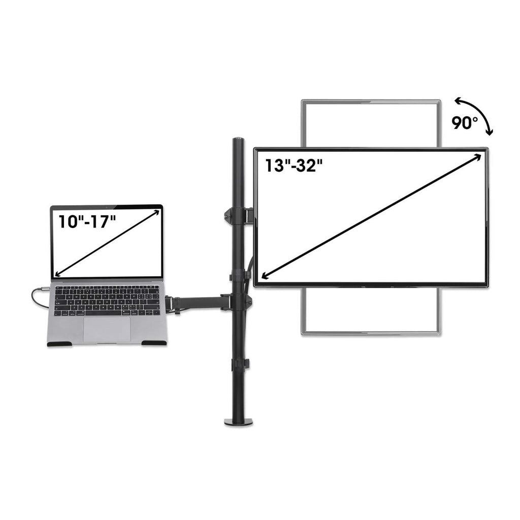 Soporte Monitor Manhattan Escritorio para 13" a 32"/Laptop 10" a 17" Hasta 8 Kg Altura Ajustable