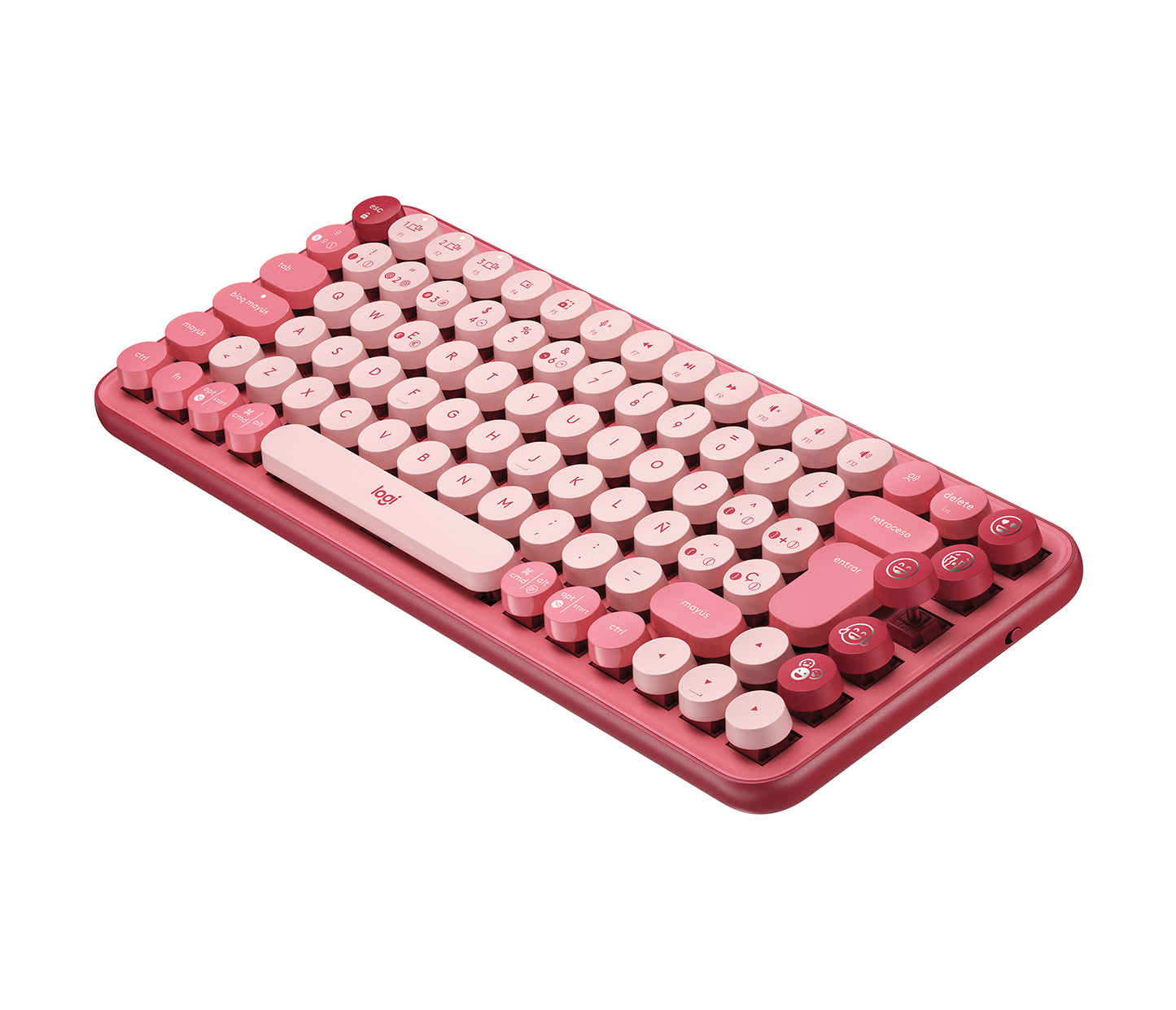 Teclado Logitech Pop Mecánico Teclas Emoji Personalizables Color Rosa Coral
