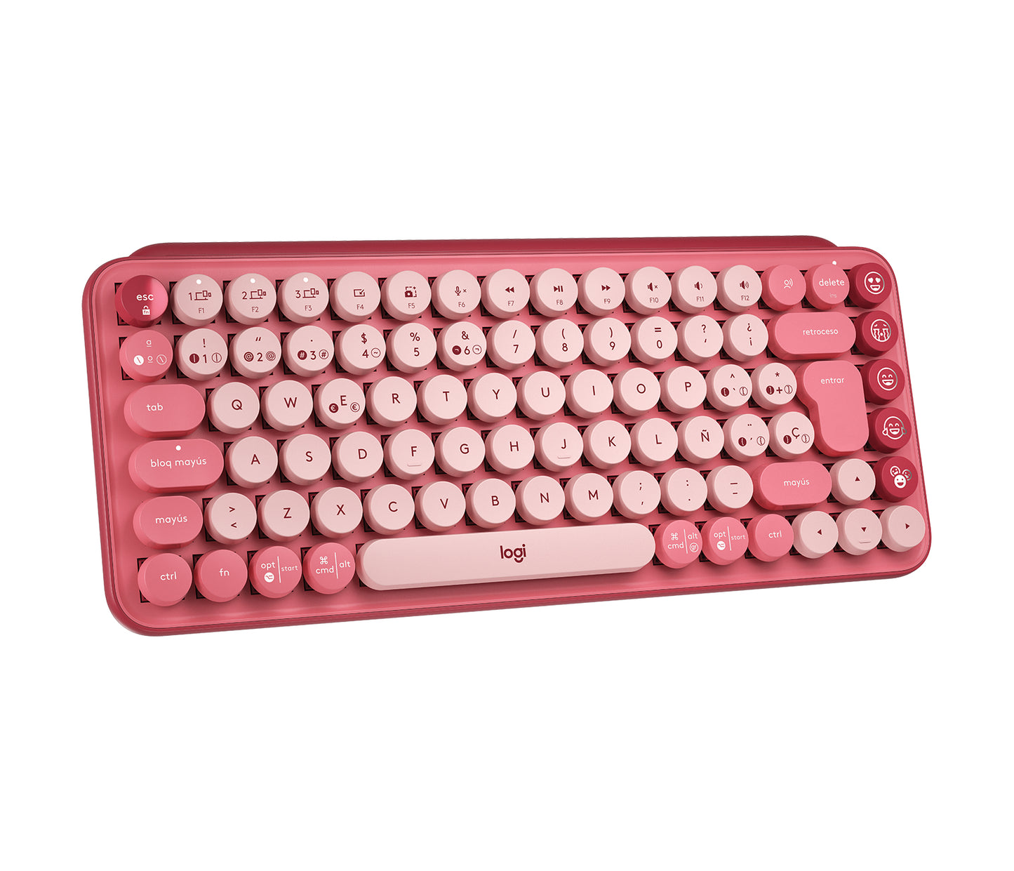 Teclado Logitech Pop Mecánico Teclas Emoji Personalizables Color Rosa Coral