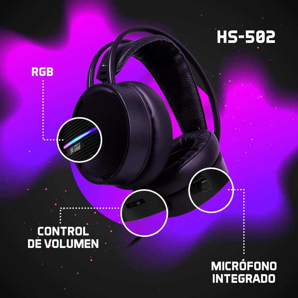 Diadema Vorago Gamer HS-502 Micrófono RGB Conector 3.5mm Color Negro