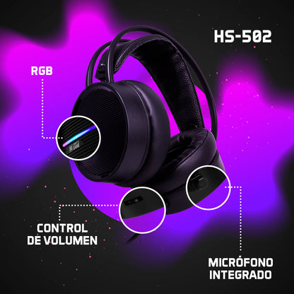 Diadema Vorago Gamer HS-502 Micrófono RGB Conector 3.5mm Color Negro
