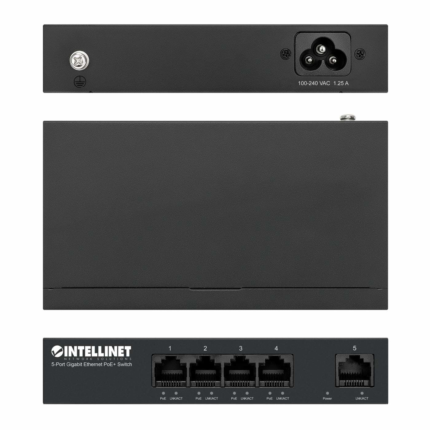Intellinet 561792 dispositivo de redes Gigabit Ethernet (10/100/1000) Energía sobre Ethernet (PoE) Negro