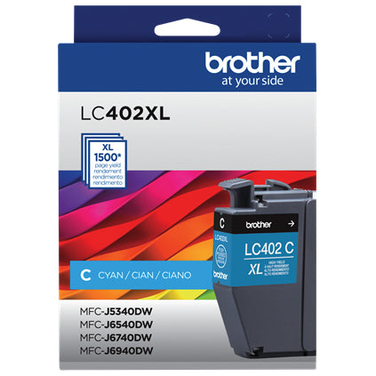 Tinta Brother LC402XL Súper Alto Rendimiento Hasta 1500 Páginas Color Cian