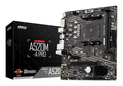 Tarjeta Madre MSI micro ATX A520M-A PRO S-AM4 AMD A520 HDMI 64GB DDR4 para AMD BIOS Actualizada para Serie Ryzen 5000