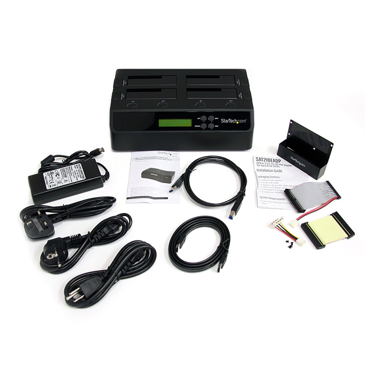 StarTech.com SATDOCK4U3RE duplicador de datos o soporte Duplicador de discos duros Negro 3 copias