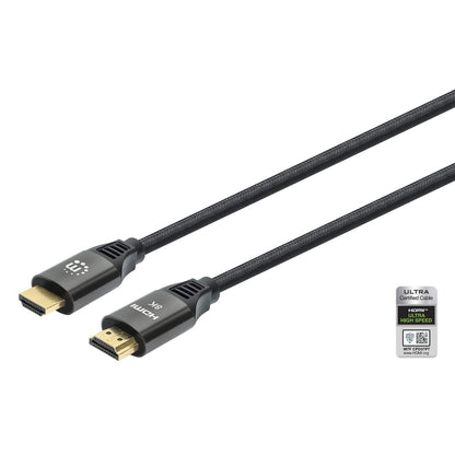 Cable Manhattan HDMI Certificado Ultra Alta Velocidad 8K a 60Hz/4K a 120Hz C/Ethernet 1m Color Negro