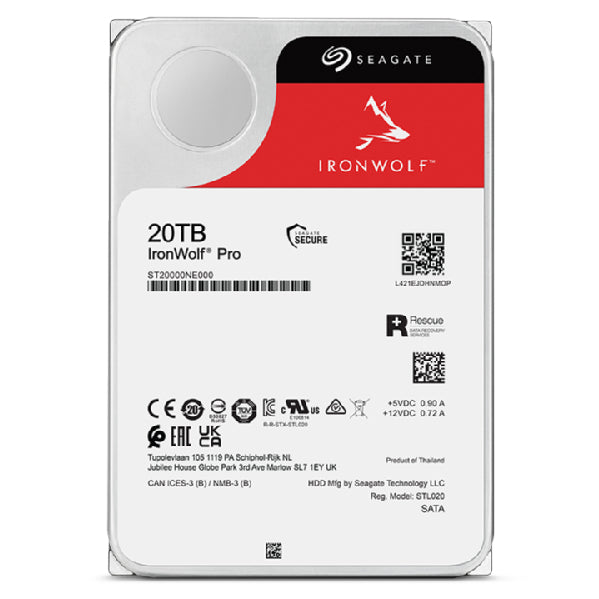 Seagate IronWolf Pro ST20000NT001 disco duro interno 20 TB 7200 RPM 256 MB 3.5"
