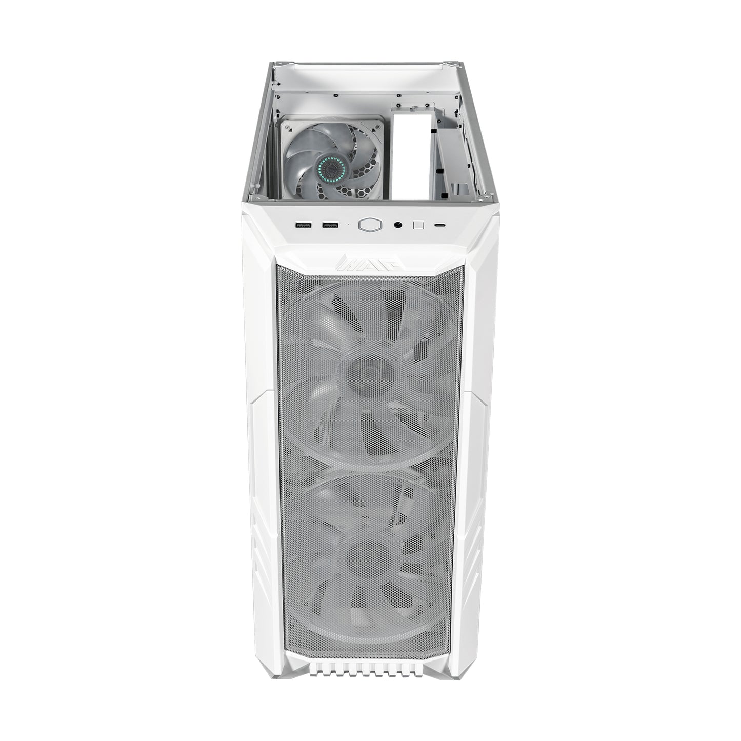 Gabinete Gamer Cooler Master MasterBox HAF 500 Media Torre ITX mATX ATX 4xFan RGB Cristal Templado Blanco