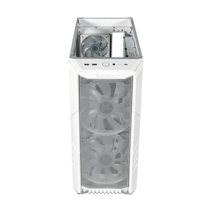 Gabinete Gamer Cooler Master MasterBox HAF 500 Media Torre ITX mATX ATX 4xFan RGB Cristal Templado Blanco