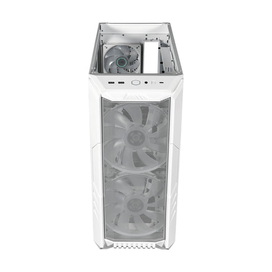 Gabinete Gamer Cooler Master MasterBox HAF 500 Media Torre ITX mATX ATX 4xFan RGB Cristal Templado Blanco