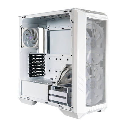 Gabinete Gamer Cooler Master MasterBox HAF 500 Media Torre ITX mATX ATX 4xFan RGB Cristal Templado Blanco