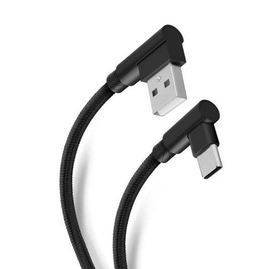 Cable Steren USB a USB-C Conectores a 90 grados 1.2m Color Negro