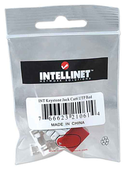 Jack Intellinet RJ45/Cat6 Keystone de Impacto UTP Color Rojo