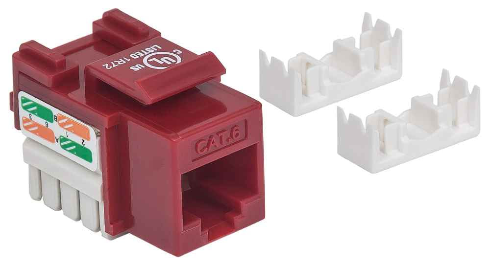 Jack Intellinet RJ45/Cat6 Keystone de Impacto UTP Color Rojo