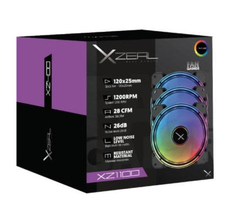 Kit Ventiladores Xzeal XZ1100 ARGB 120x25mm 1200 RPM