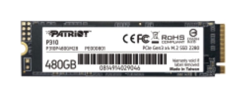 Unidad SSD Patriot M.2 480GB P310 PCIE 3.0 NVME 2280 1000MB/s Escritura 1700 MB/s Lectura