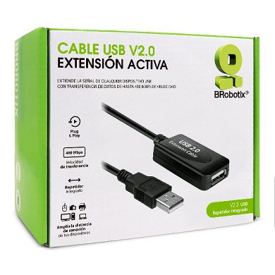 BRobotix 372782 cable USB USB 2.0 15 m USB A 0.48 Gbit/s Negro
