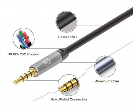 Manhattan 356008 cable de audio 3 m 3,5mm Negro, Plata