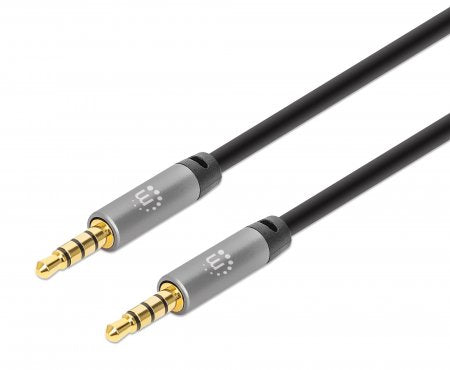 Manhattan 355995 cable de audio 2 m 3,5mm Negro, Plata