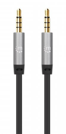 Manhattan 356008 cable de audio 3 m 3,5mm Negro, Plata