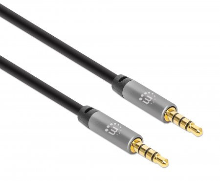 Manhattan 356008 cable de audio 3 m 3,5mm Negro, Plata