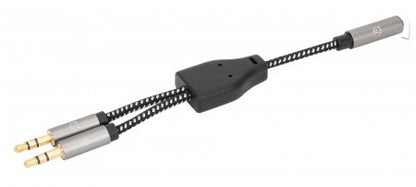 Manhattan 356121 cable de audio 0.15 m 3,5mm 2 x 3.5mm Negro, Plata