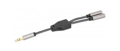 Manhattan 356114 cable de audio 0.15 m 3,5mm 2 x 3.5mm Negro, Plata