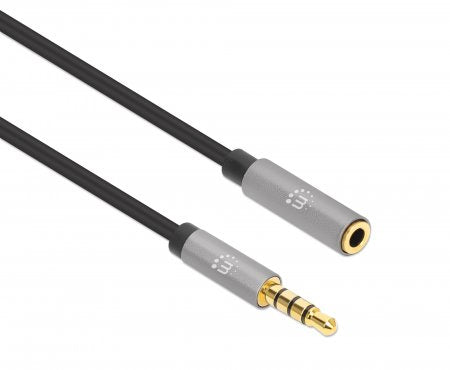 Manhattan 356022 cable de audio 1 m 3,5mm Negro, Plata