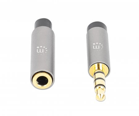 Manhattan 356022 cable de audio 1 m 3,5mm Negro, Plata