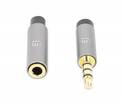 Manhattan 356022 cable de audio 1 m 3,5mm Negro, Plata