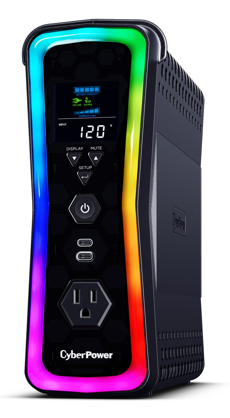 UPS CyberPower GX150C2 1500VA 1000W 120V PFC Activo RGB Panel LCD USB-Cx2