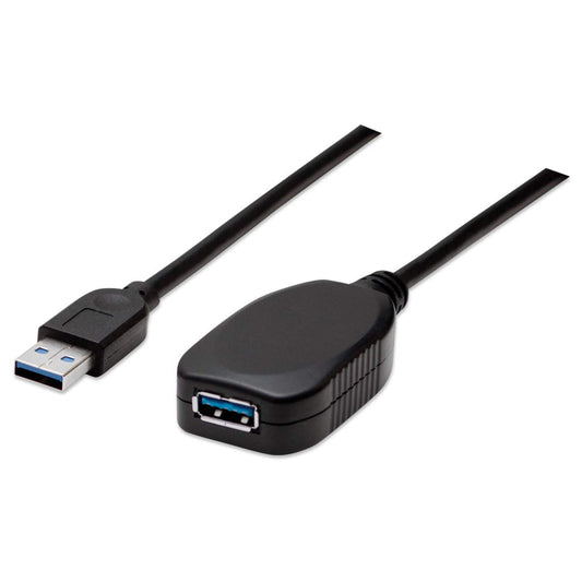 Cable Manhattan Extensión Activa USB-A 3.0 Súper Velocidad 5m Color Negro