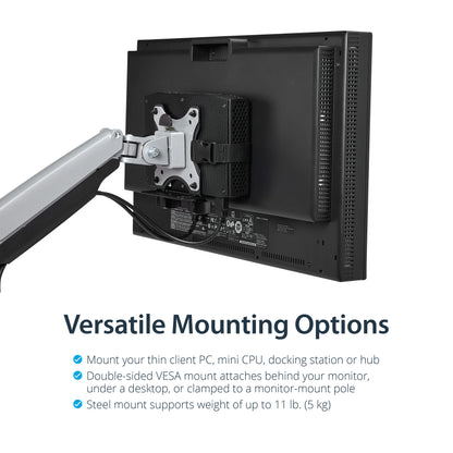 StarTech.com ACCSMNT soporte para CPU Soporte para CPU montado en soporte de monitor Negro