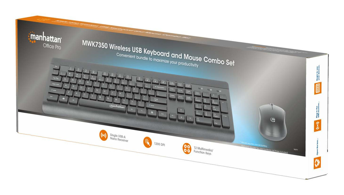Teclado y Mouse Optico Inalambrico Manhattan 2.4G Negro combo