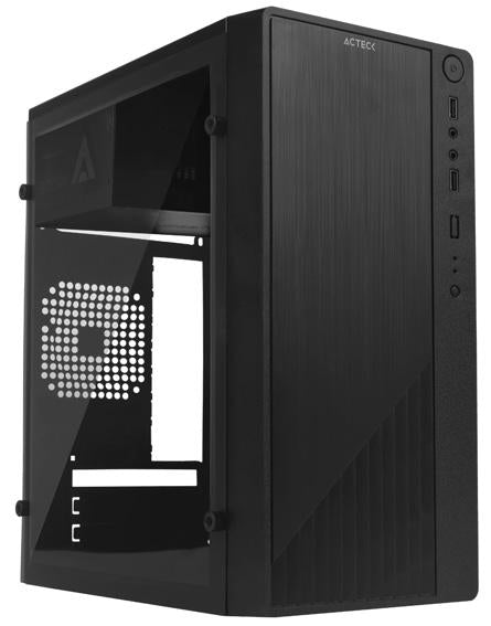 Gabinete Acteck con Fuente 500w Compacto Mini Torre Kioto GC220 Micro Atx y Mini Itx Acrilico USB 2.0 Negro