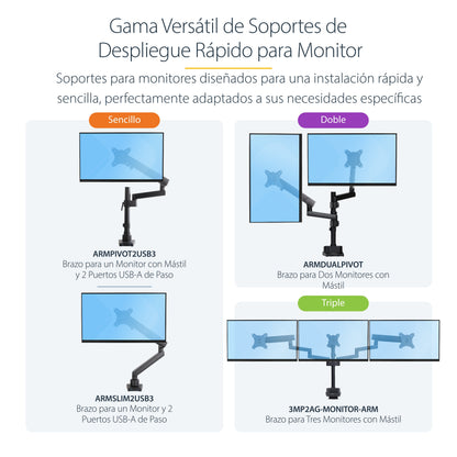 StarTech.com 3MP2AG-MONITOR-ARM soporte para pantalla plana 68.6 cm (27") Escritorio Negro