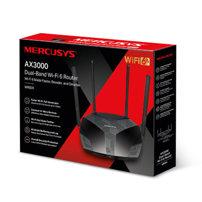 Mercusys MR80X router inalámbrico Gigabit Ethernet Doble banda (2,4 GHz / 5 GHz) Negro