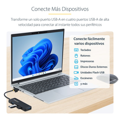 StarTech.com H5A4A-USB-HUB nodo concentrador USB 3.2 Gen 1 (3.1 Gen 1) Type-A 5000 Mbit/s Negro